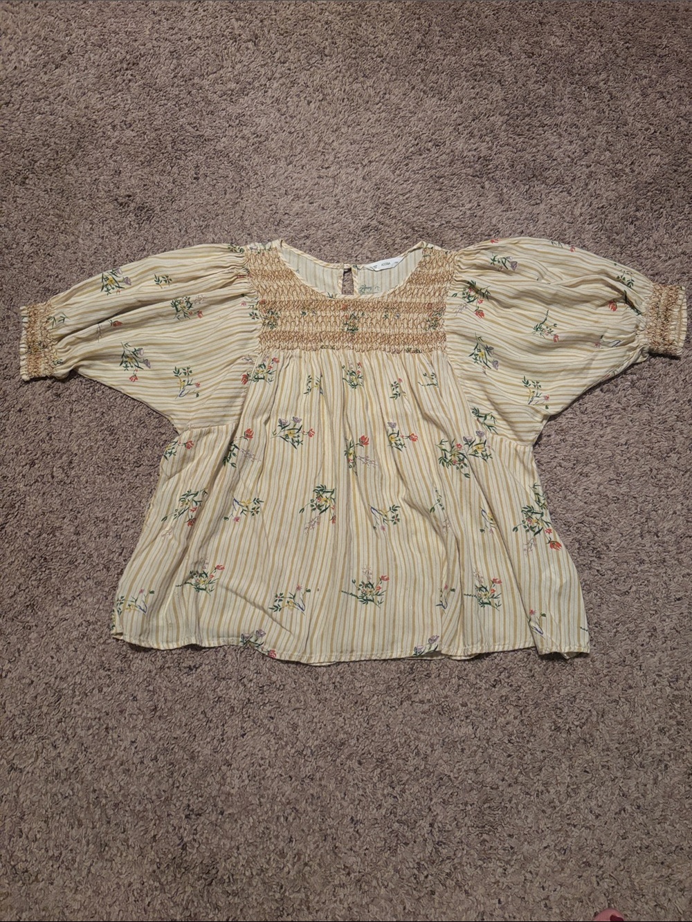 ACOS&A Embroidered Boho Blouse Yellow Top L